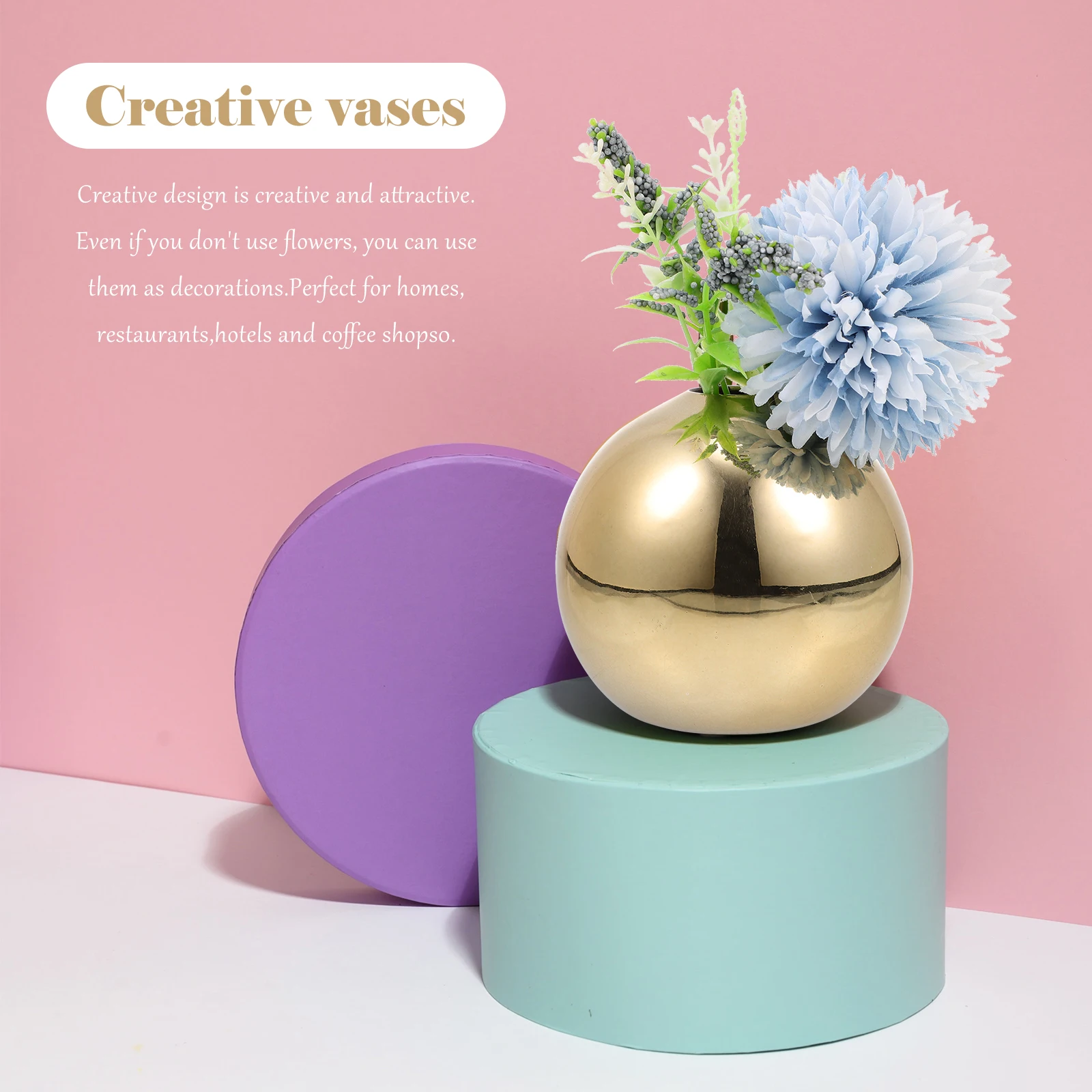 

Ceramic Vase Premium Pottery Material Simple Design for Home Office Garden Decorative Flower Container Compact Size