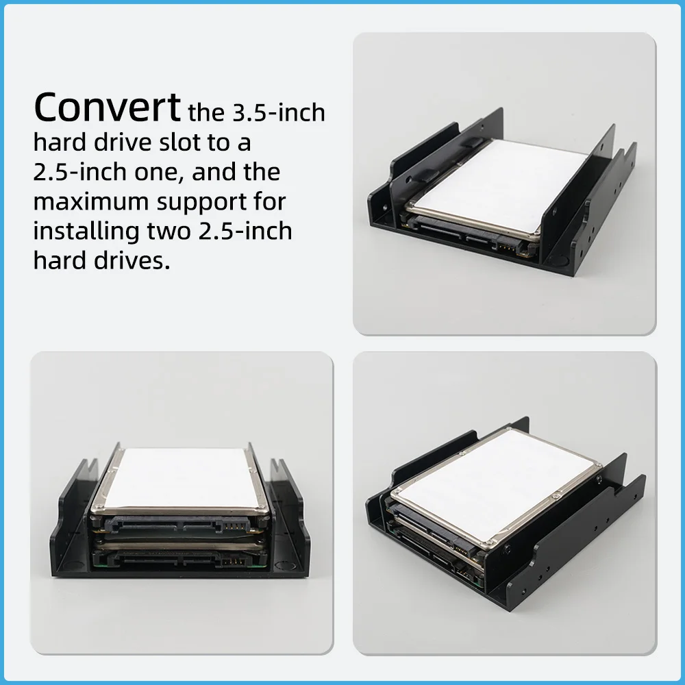 2,5-Zoll-auf-3,5-Zoll-SSD-HDD-Montagehalterung ABS-Festplattenadapter-Einschub für Computer-Hardware-Upgrade – Detail 3