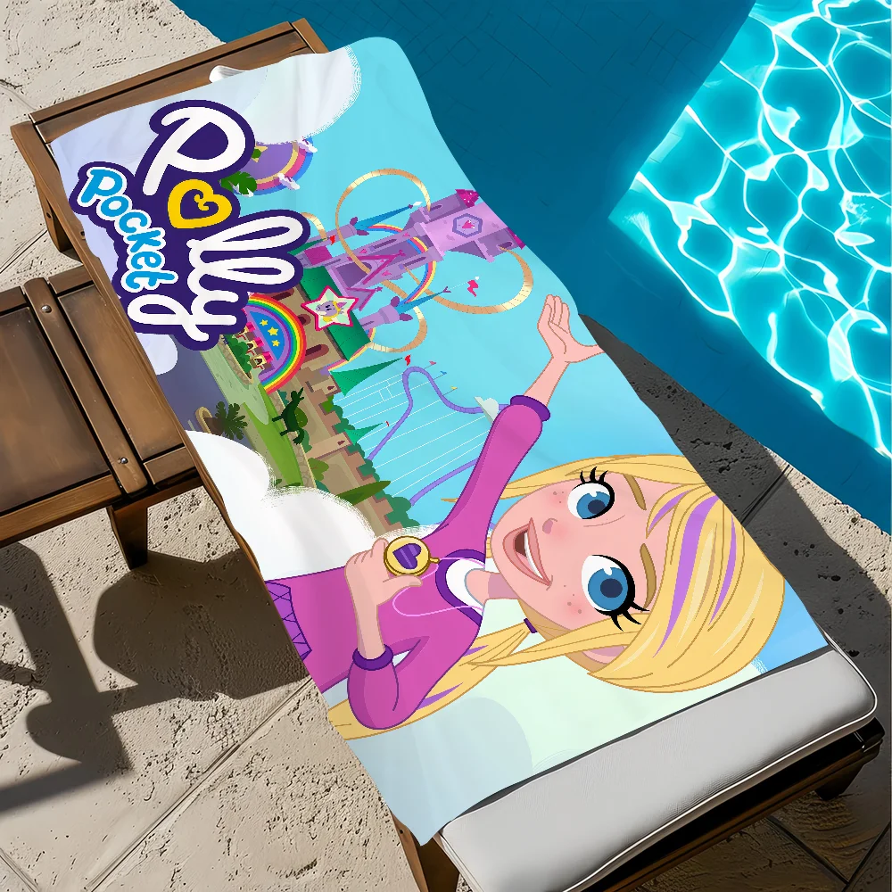 1 ud. Linda toalla de playa suave con diseño de muñeca de dibujos animados divertida P-Polly P-Pocket, ideal para viajes, piscina, baño, gimnasio, spa, decoración del hogar, regalo, vacaciones.