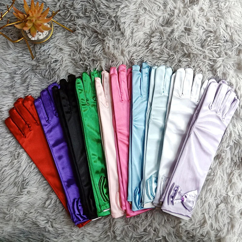 1 пара, атласные перчатки для девочек, с бантом