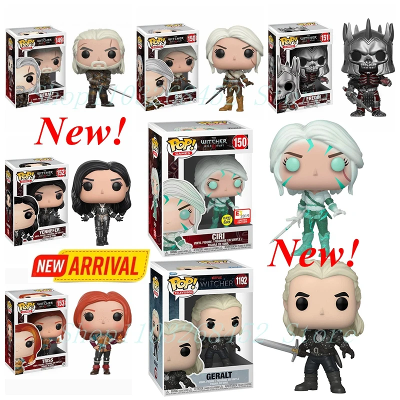 Funko Pop The Witchers Glows CIRI 150# #1192 GERALT 149# EREDIN 151# YENNEFER 152#  Figure Collection Model Toys for Children