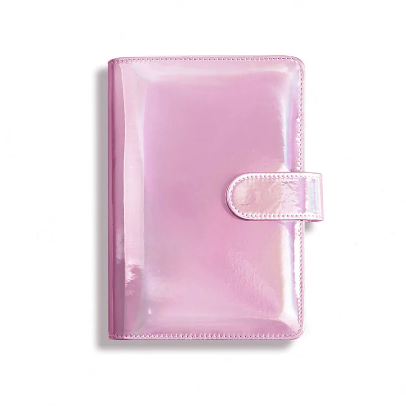 Iridescent Holographic Macaron Creative Handbook Notepad 120 Sheets Laser Pattern Notebook Loose-leaf Size A5 PU Leather