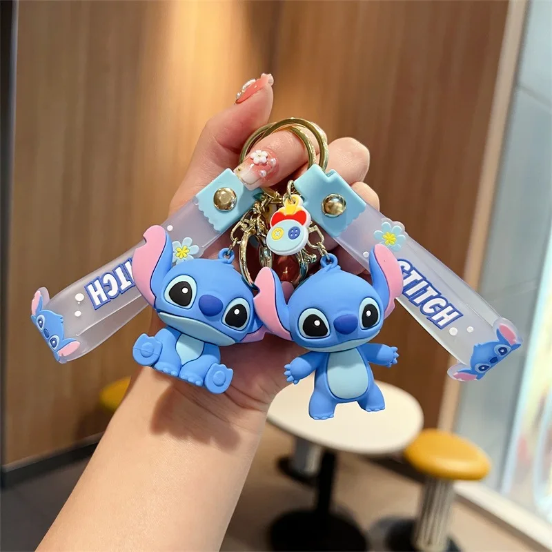 New Anime Disney Keychain Cartoon Lilo & Stitch Cute Doll Keyring Ornament Key Chain Pendant Kids Toys Birthday Gifts
