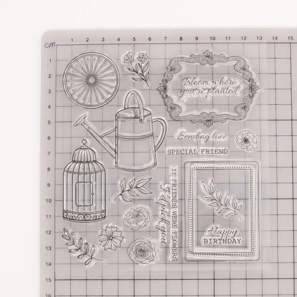 طوابع شفافة لصنع بطاقات الديكور وقصاصات ذاتية الصنع ، عيد ميلاد سعيد ، إرسال الحب ، أصدقاء مميزين ، زهرة الحديقة