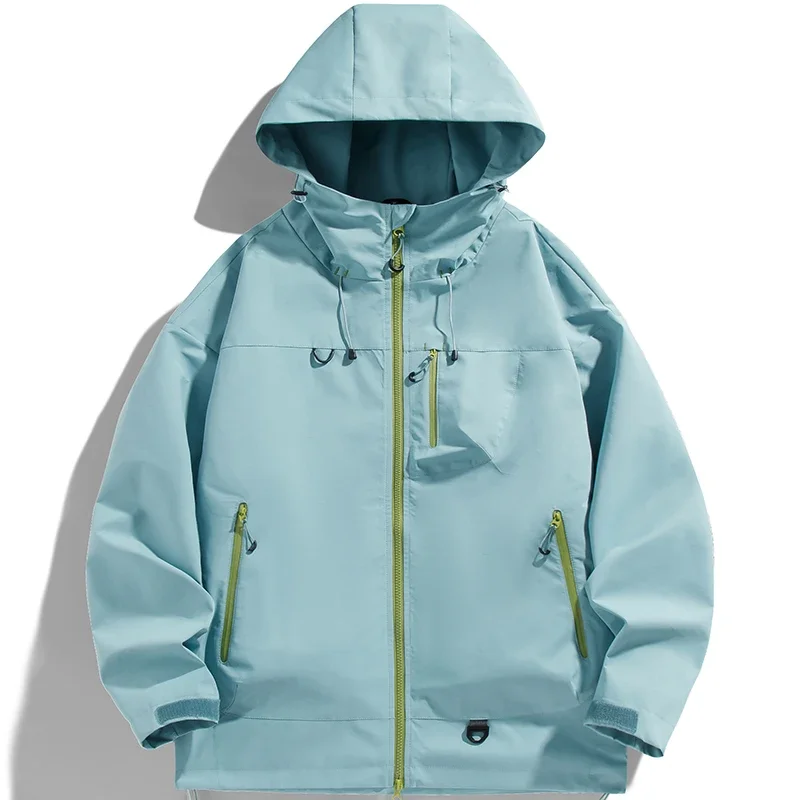 Hooded Hardshell Men's Coat Spring Thin 2025 New Fashion Popular High Quality Loose Outdoor Cargo Jacket Men