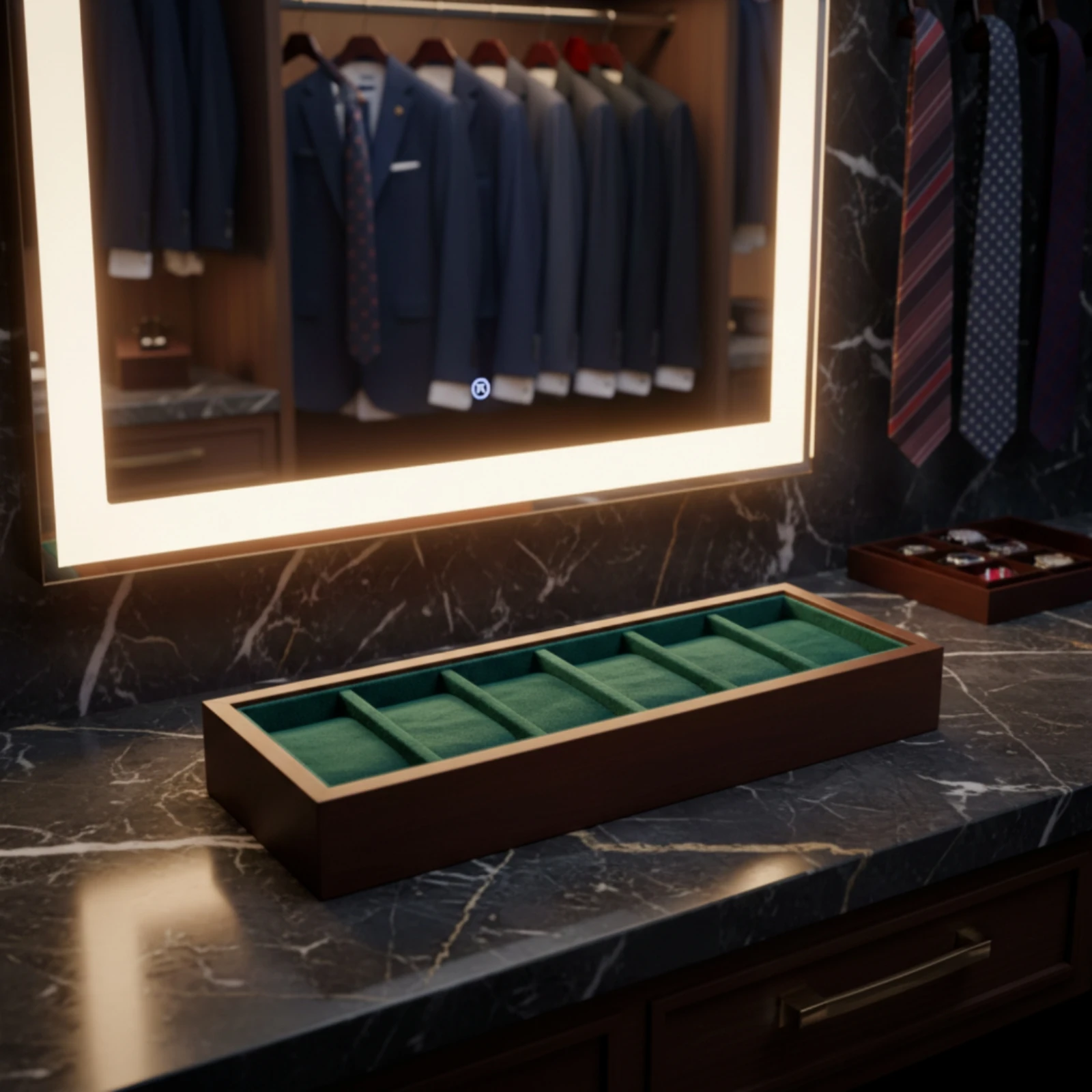 Watch Display Tray 6-Slot Watch Tray Open-Top Scratch-Resistant for Men, Dresser, Drawer