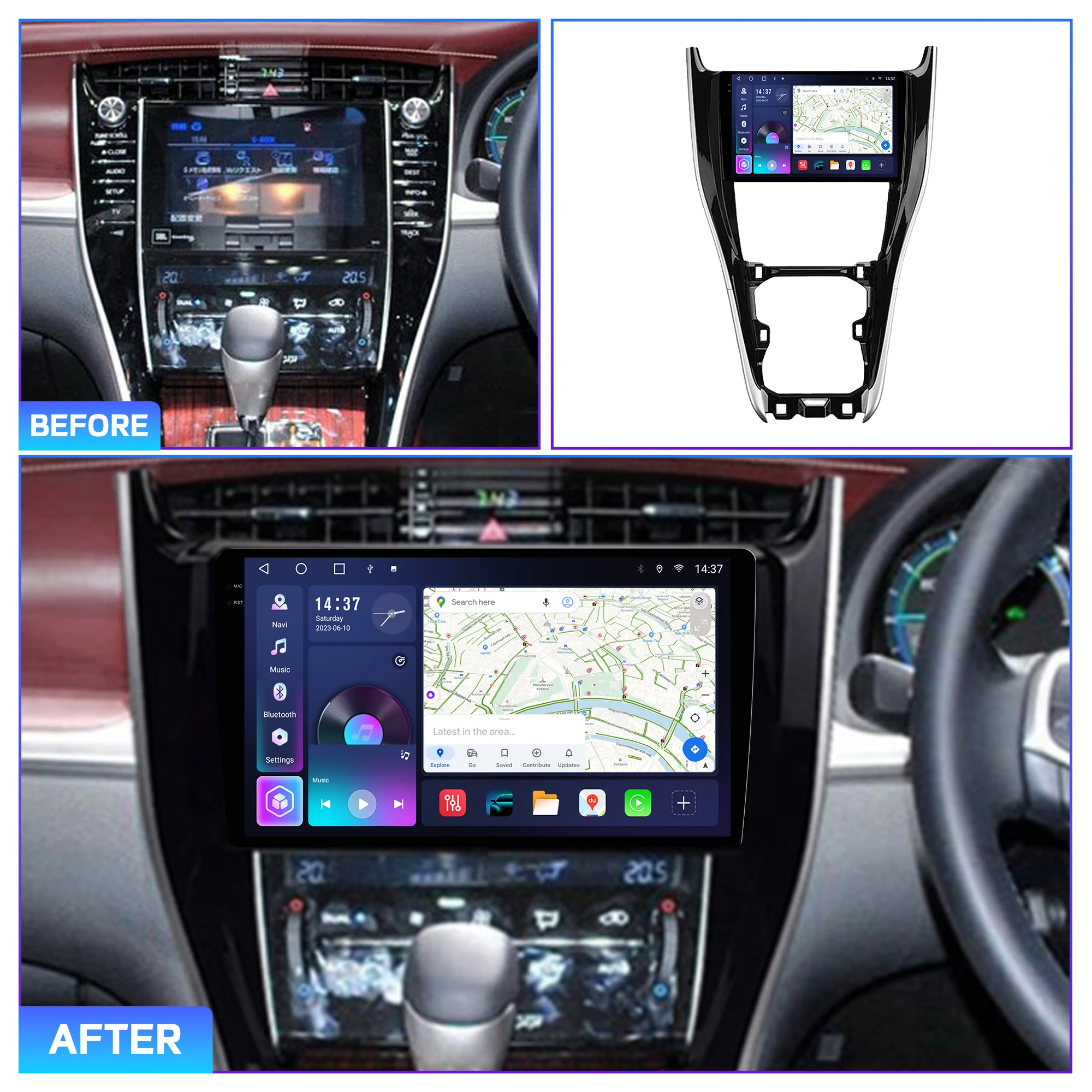 شاشة مشغل DVD للسيارة من Penhui Android لسيارة Toyota Harrier 2013-2018 Audio Video 2 Din DSP Bluetooth Carplay