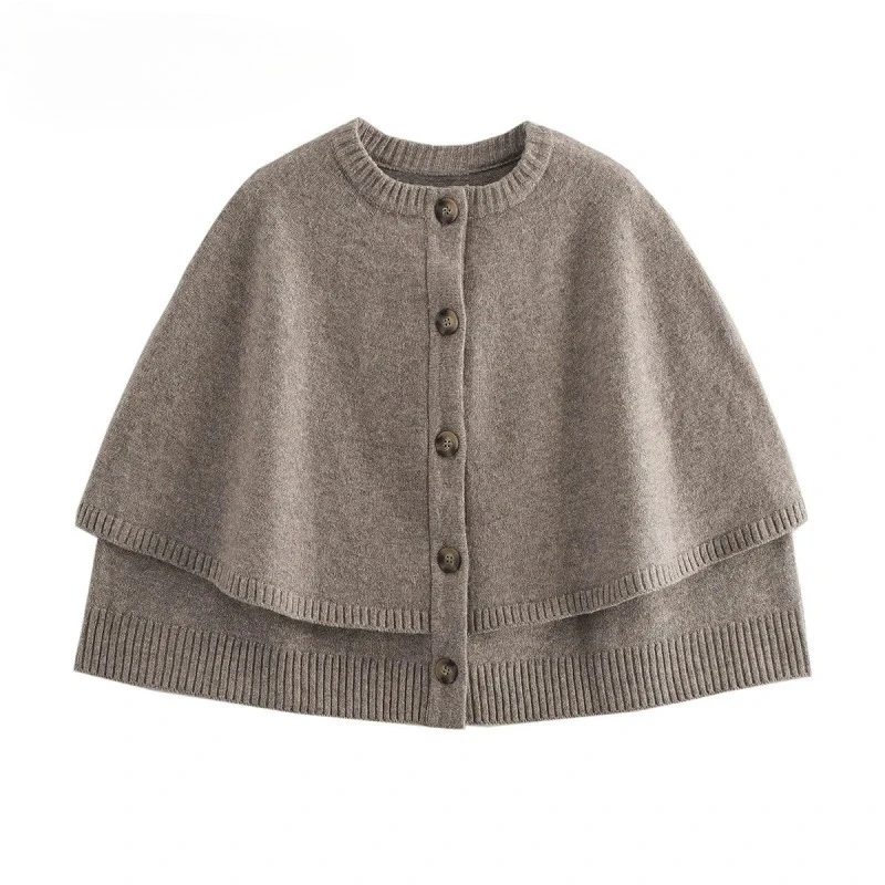 

Cape Cropped Cardigan for Women Knitted Short Sweaters Cardigans Women Fashion Button Knitwear Women Cloak Women's Sweater