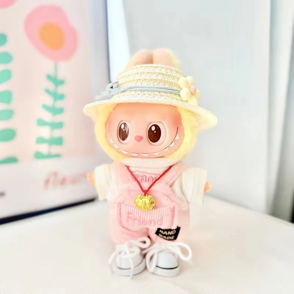 

Labubu doll clothing accessories cute little flower leaky ear grass hat Labubu I II doll accessories DIY gift