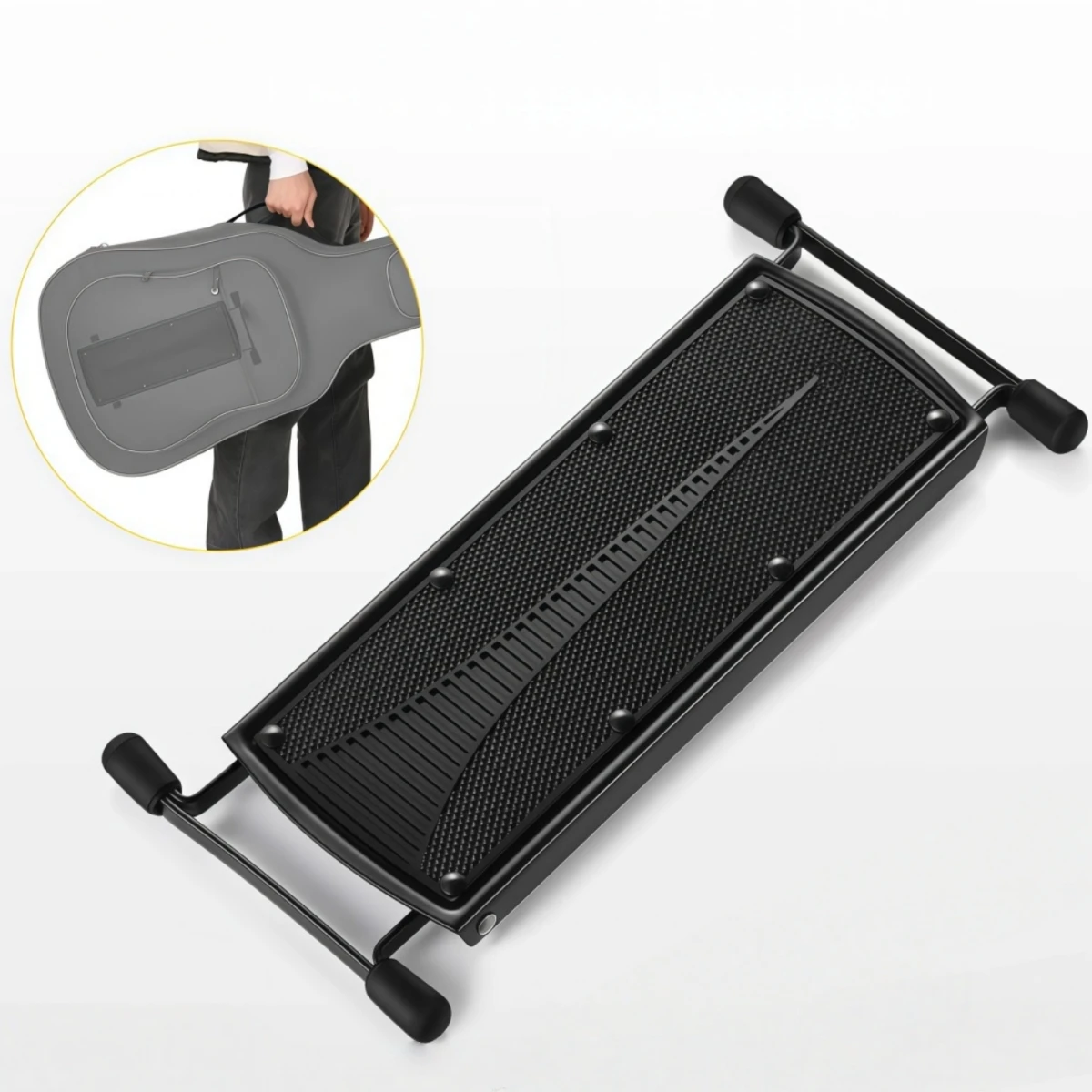 Miwayer Adjustable Guitar Footrest Foldable Pedal with Non-Slip Rubber Pad 6 Height Positions Metal Footboard for Guitar Player