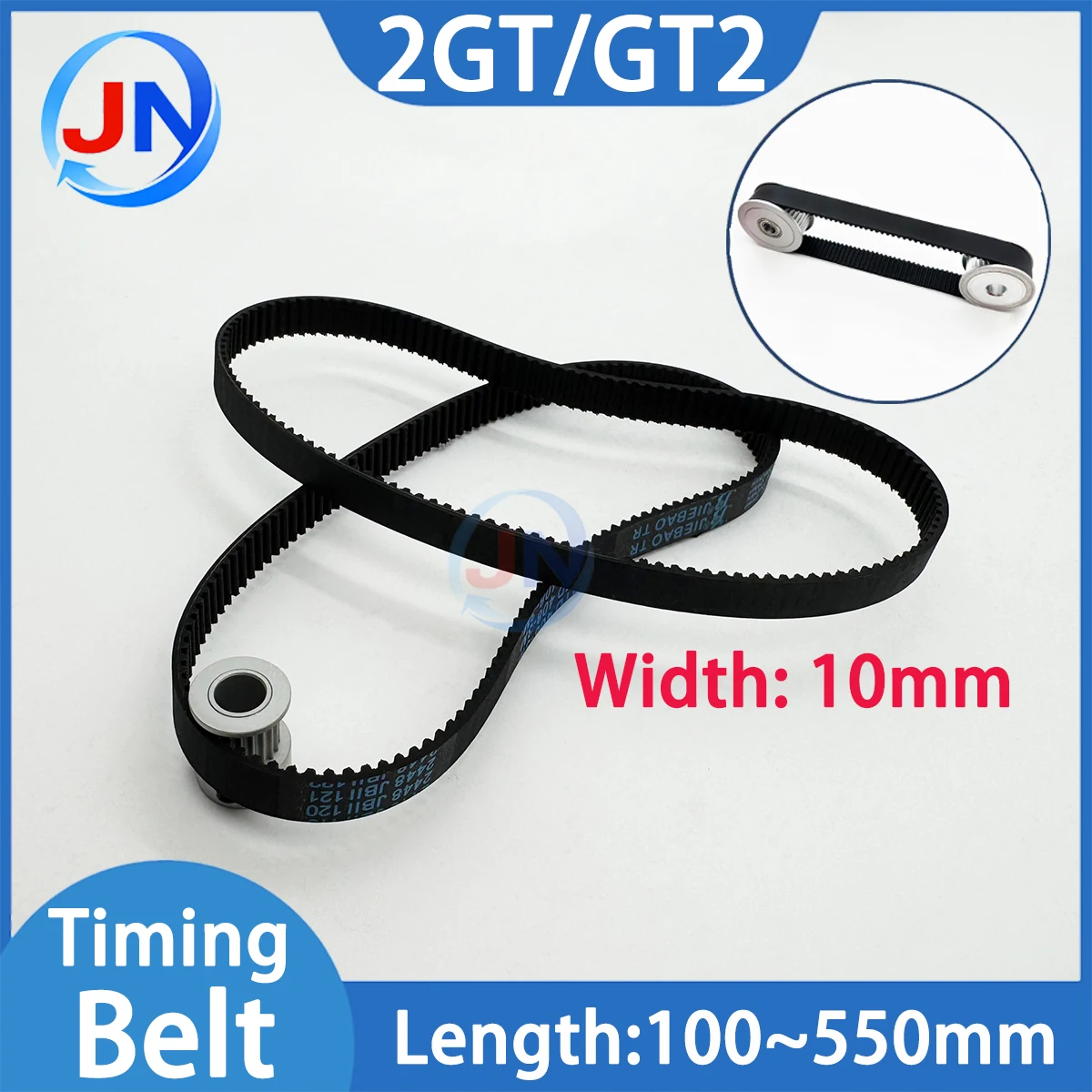 2GT largeur de courroie 10mm GT2 courroie de distribution boucle fermée périmètre en caoutchouc 100 158 162 174 300 550mm courroie synchrone pas d'imprimante 3D 2mm