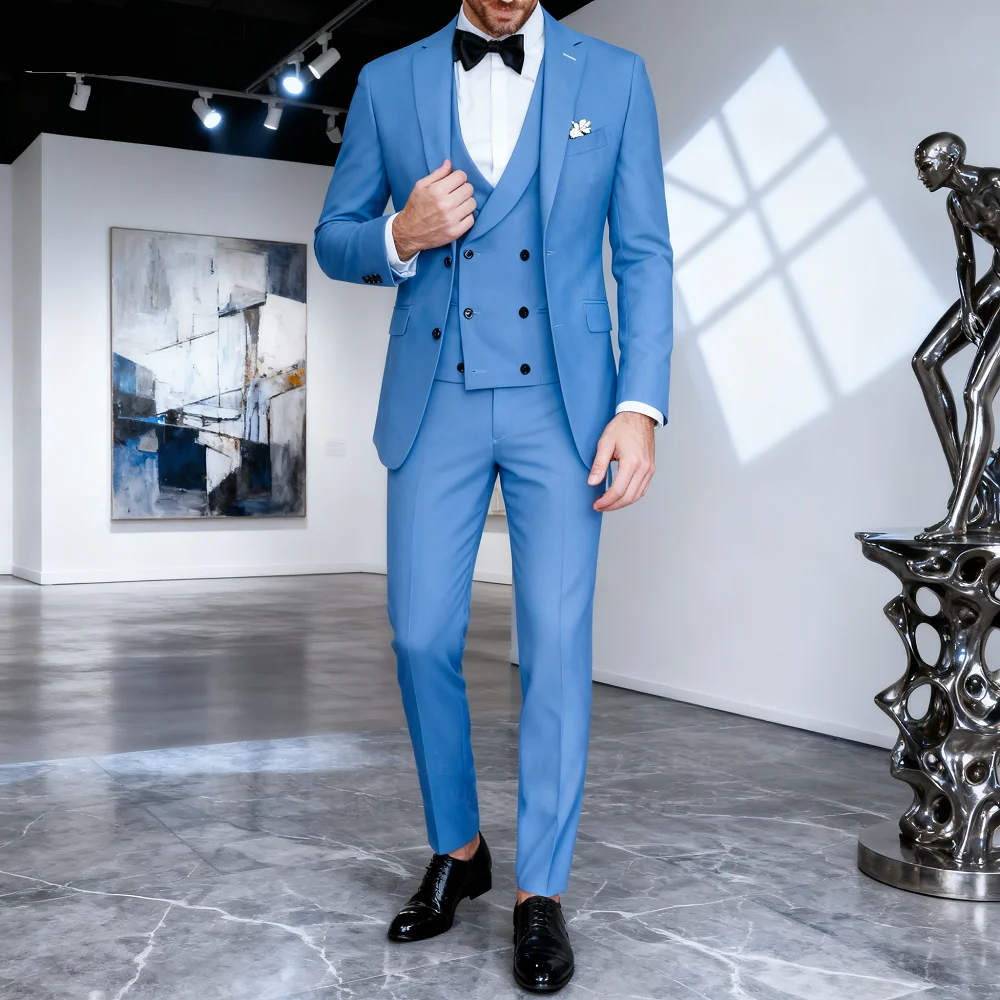 

Dark Green Slim Fit 3 Piece Men's Tuxedo Suits with Notched Lapel for Groom Wedding Business Man Clothing Jacket Pants Vest Set