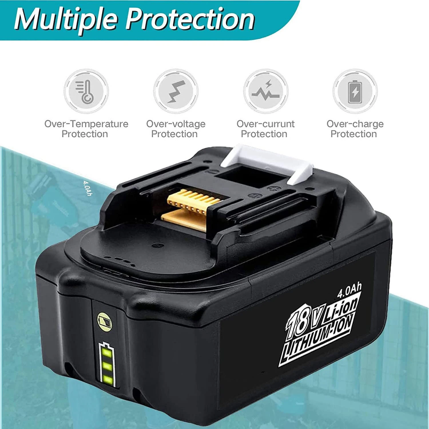 마끼다용 리튬 이온 배터리, 18V 배터리, BL1850B, BL1840B, BL1860, BL1890, BL1815, BL1830, BL1835, 무선 드릴 배터리, LXT400