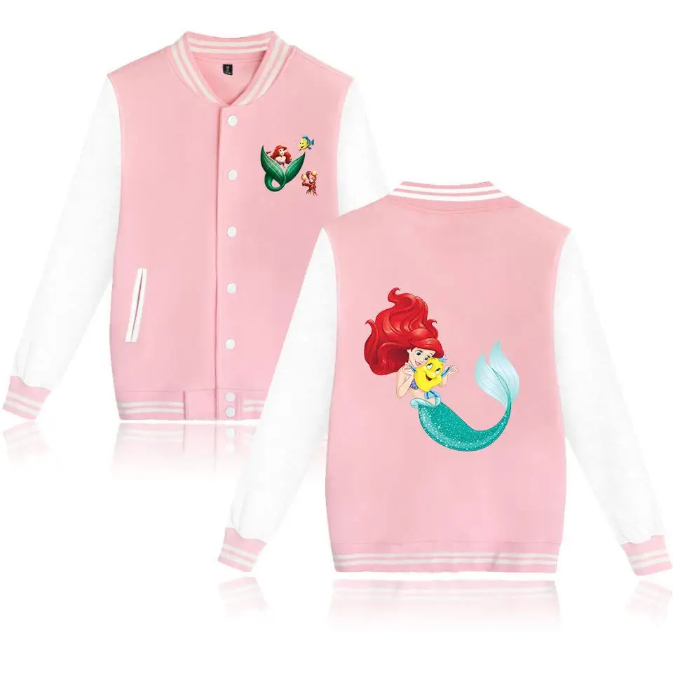 

The Little Mermaid Varsity Baseball Bomber Jackets Men Women Clothes Streetwear Kids Boys Girls Harajuku Jacket Single Coats