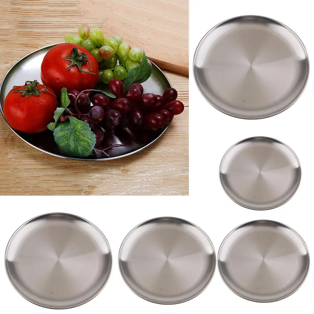 2-4pack stainless steel shallow dish barbecue plate fruit plate dinner plate