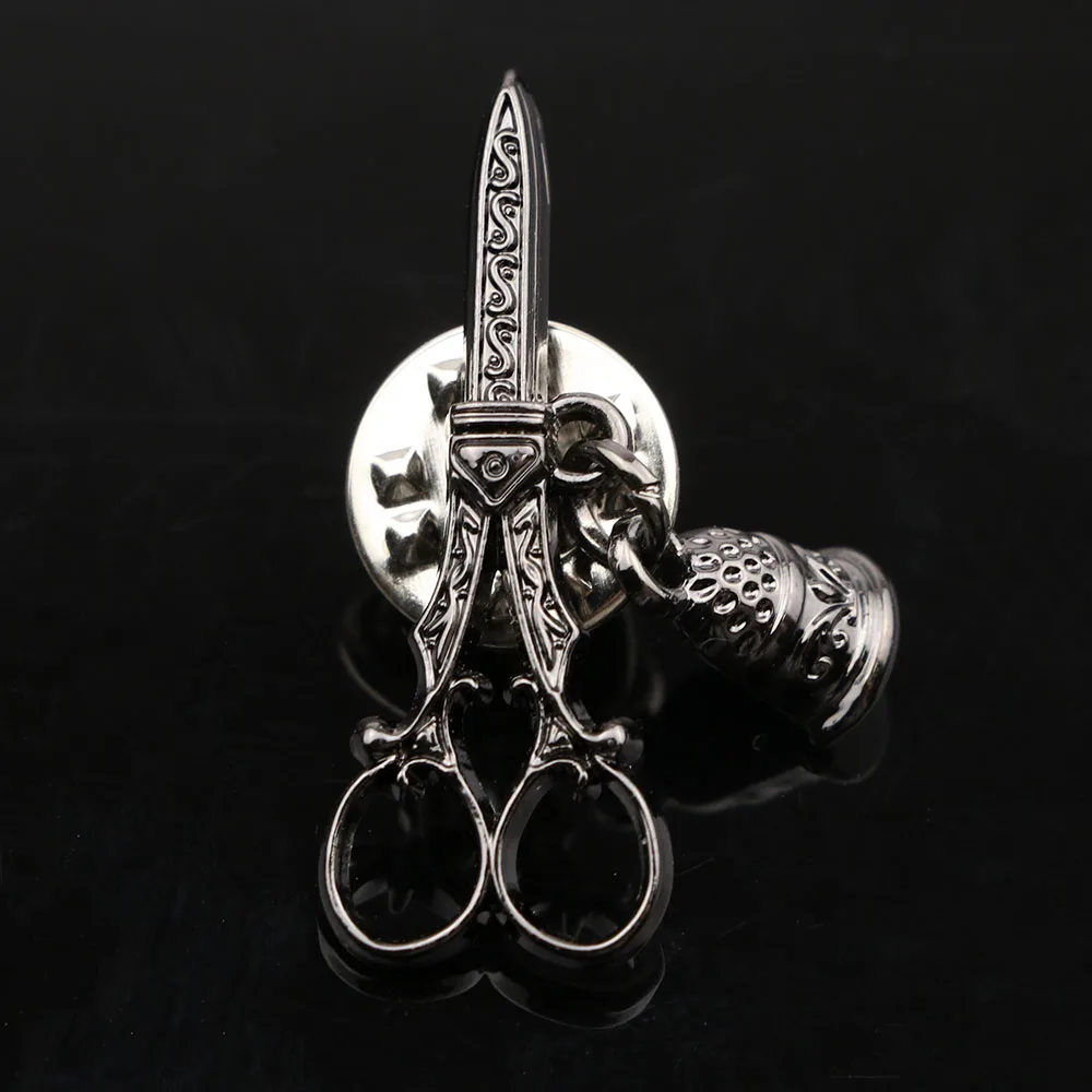 Men\'s Advanced Chic Brooch Pen Scissors Hammer Pin Suit Shawl Lapel Pin Uxedo Corsage Hat Shirt Collar Pin Party Daily Accessory