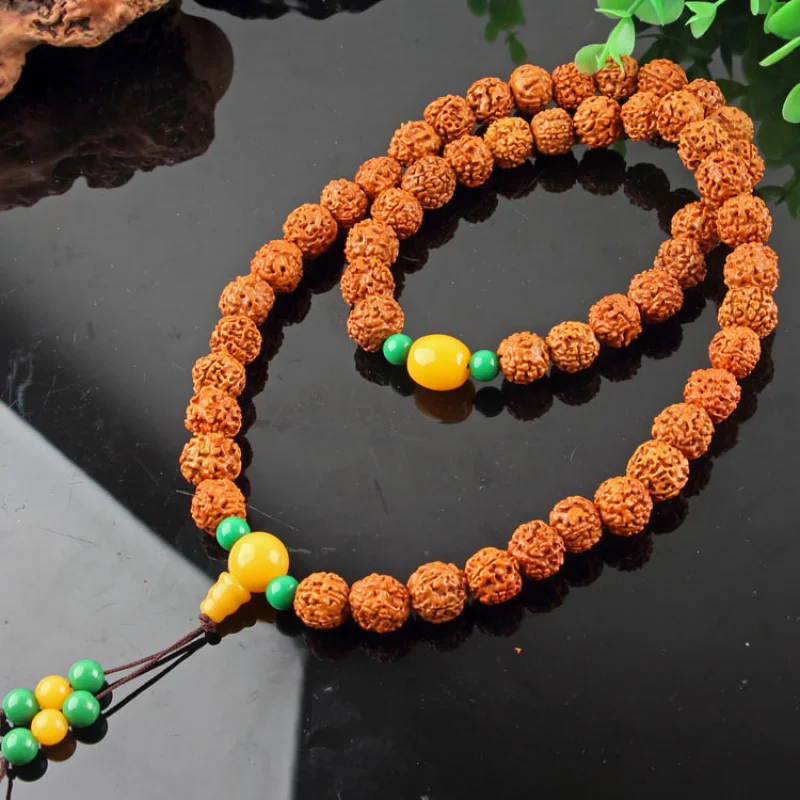 Rudraksha Buddha Beaded Necklace Nepal 5 Mukhi Rudraksha54Bodhi Necklace 108Beads Neck Hanging