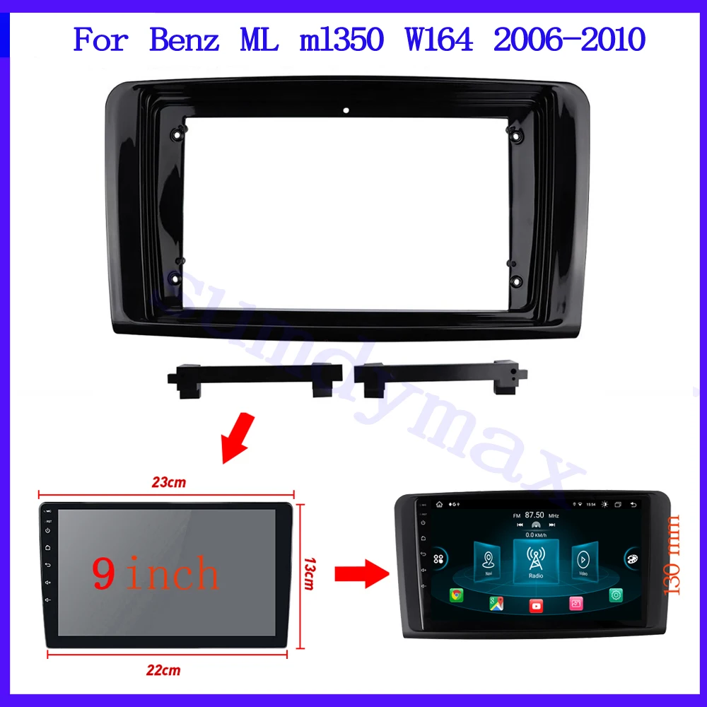 9 INCH Car Frame Fascia For MERCEDE BENZ ML GL ML350 GL320 X164 W164 2006-2010 Radio Dash Head Unit Panel Kit