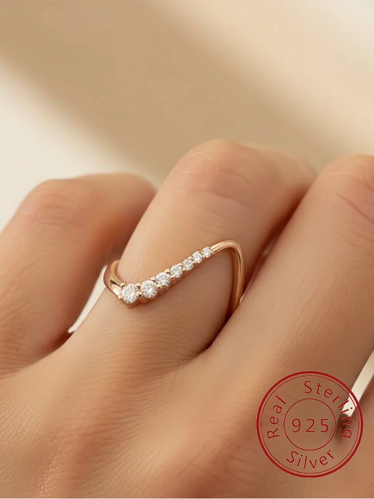 

925 Sterling Silver Minimalism Fashion Wave Zircon Ring For Women Engagement Wedding Anniversary Party High Quality Fine Jewelry