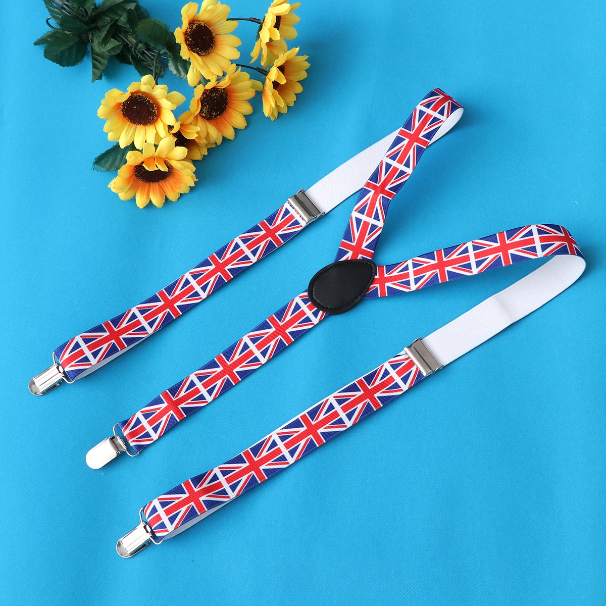 

Uk Flag Print Clip-On Suspenders Adjustable Elastic Braces For Jeans Shorts Unisex Daily Wear Y-Shaped Design