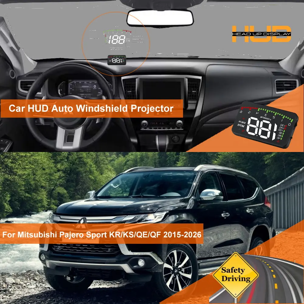 Car Head Up Display HUD For Mitsubishi Pajero Sport KG/KH/PB 2008-2015 KR/KS/QE/QF 2016-2026 Windshield Projector Accessories