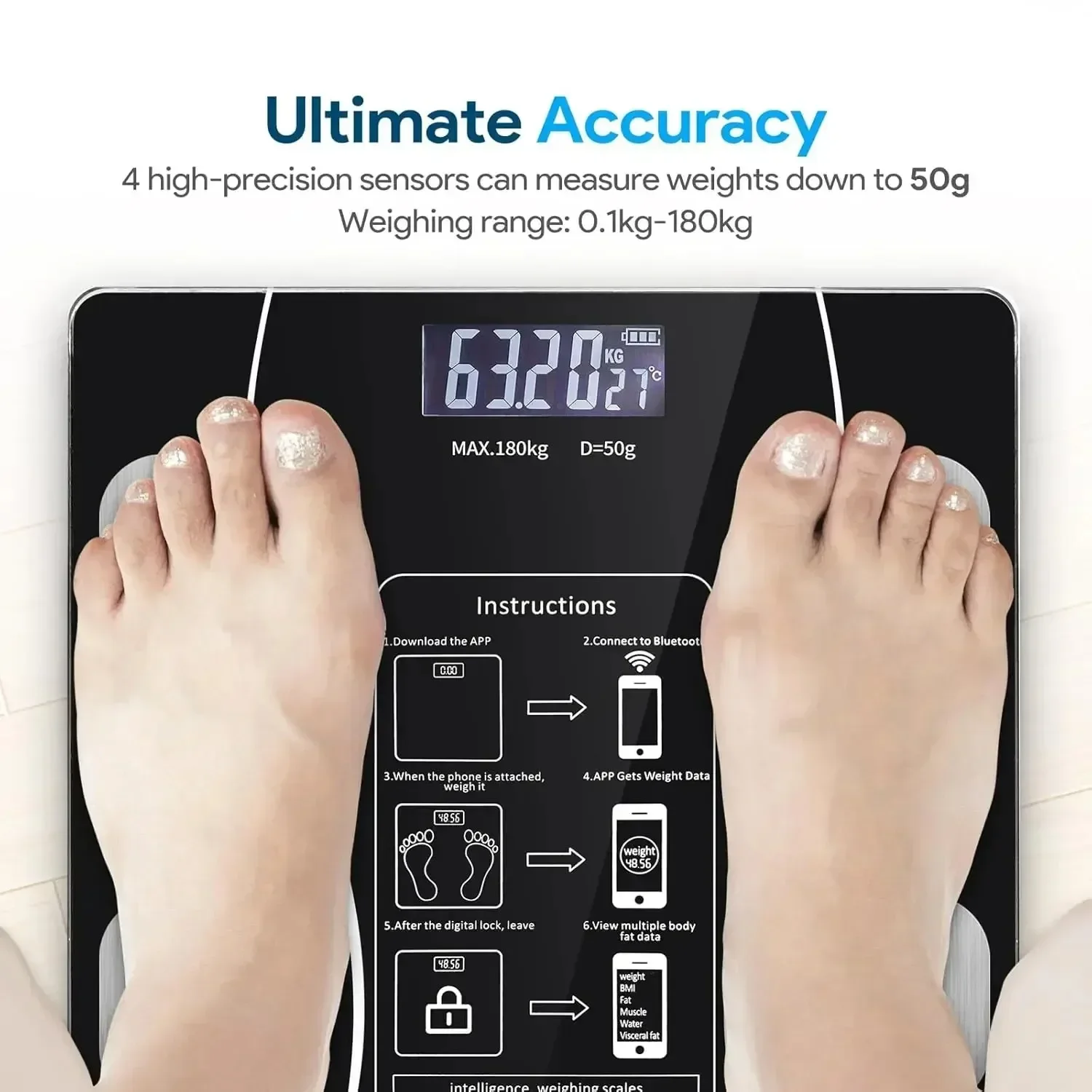 Weight Scale Smart APP Synchronized Body Fat Scale Bathroom Digital Scale Bluetooth Body Fat Scale Body Composition Analyzer