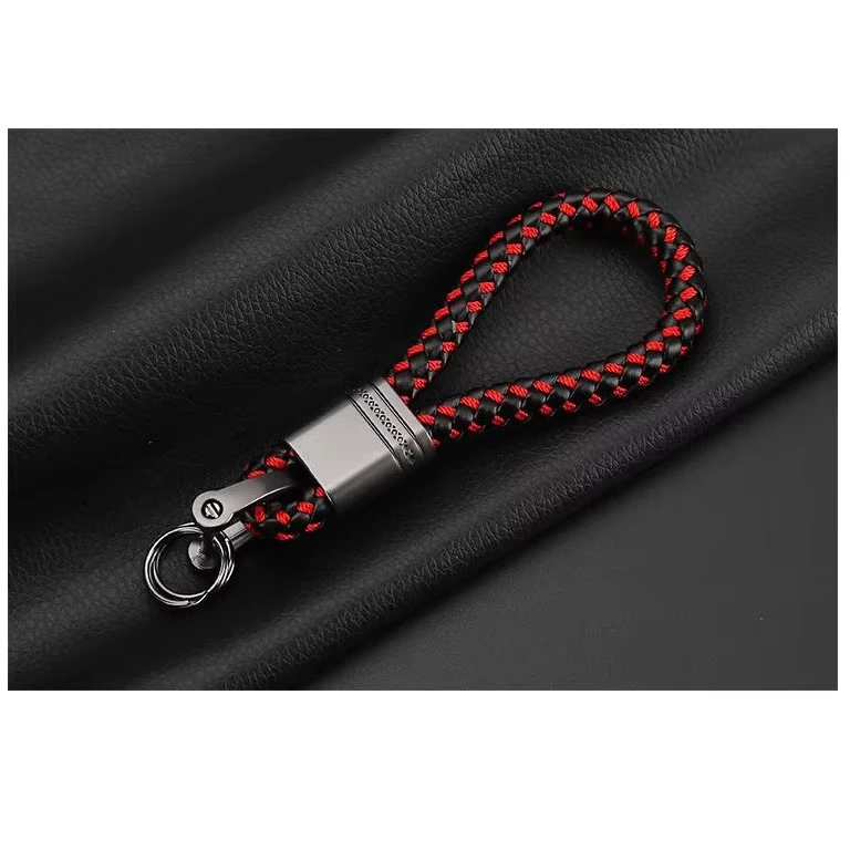 Car Keychain Key Ring Woven Lanyard Durable Anti-Lost Universal Fit For SUV Truck Sedan Auto Interior Accessories