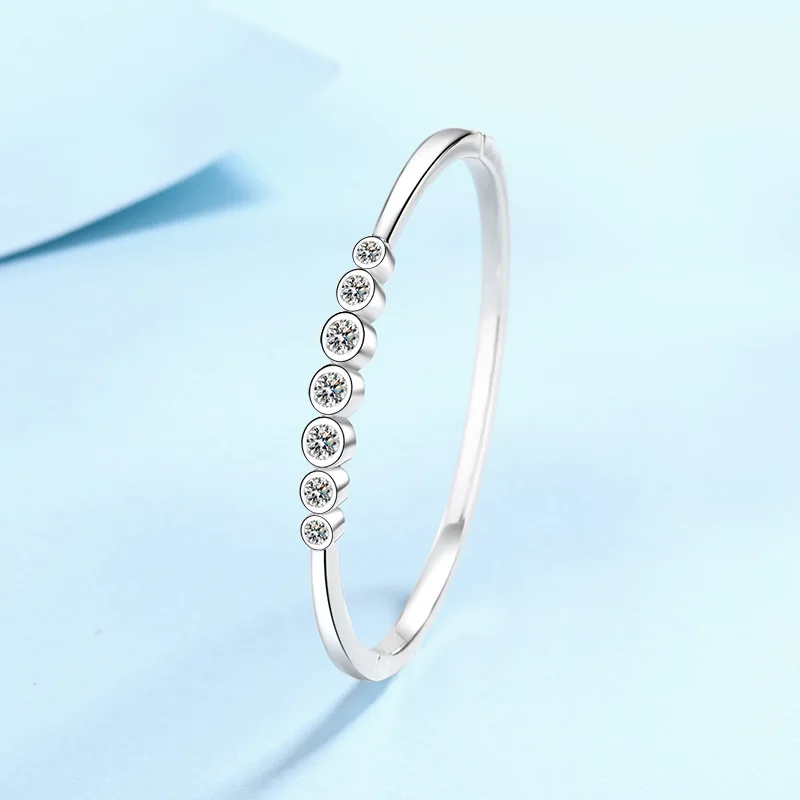 2.5 Carat All D Color Moissanite Lab Diamond Bangle High Quality s925 Sterling Silver Moissanite Cuff Bracelet Fine Jewelry GRA