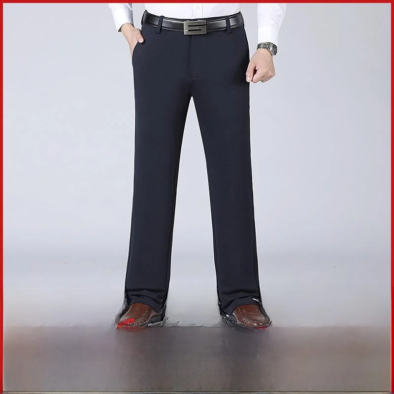 

Свободные повседневные брюки с высокой талией, утолщенные, мужские, прямого кроя, для среднего возраста, весенне-осенние, деловой стиль, для джентльменов