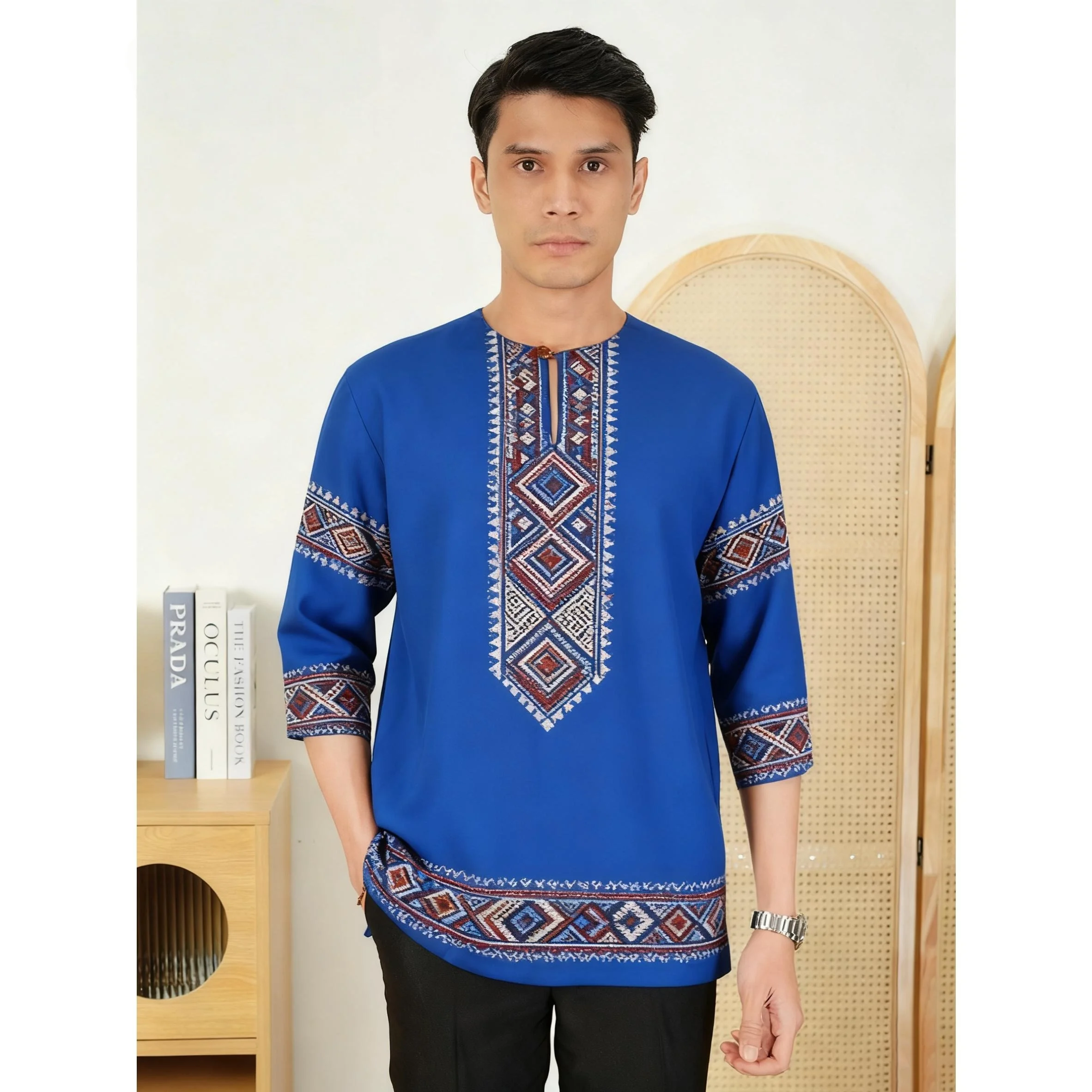 نسخة الشرق الأوسط نمط الشرق الأوسط شخصية إسلامية برونزية بأكمام قصيرة تي شيرت قمصان قميص Ropa Hombres مسلم #3