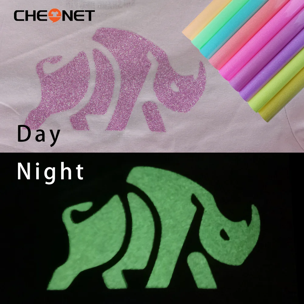 1Sheet 25CMX100CM Luminous Heat Transfer Vinyl Glow In Dark Maker Noctilucent Press Machine Tshirt Iron On HTV