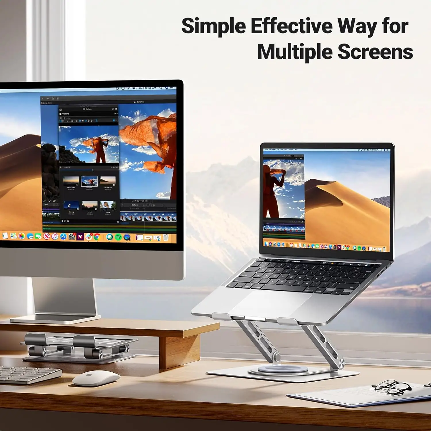 Подставка для ноутбука UGREEN для настольного держателя ноутбука, регулируемая эргономичная подставка для компьютера с вращающимся на 360° основанием