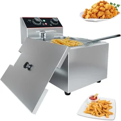 Commercial Deep Fryer，Stainless Steel Countertop Electric Deep Fryer with Basket, Easy to Clean,1500W