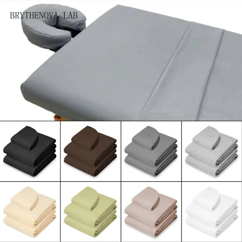 1Set Unscented Microfiber Massage Table Sheet Set Premium Salon SPA Cover Bed Flat Fitted Sheet Kit with Face Cradle Cover