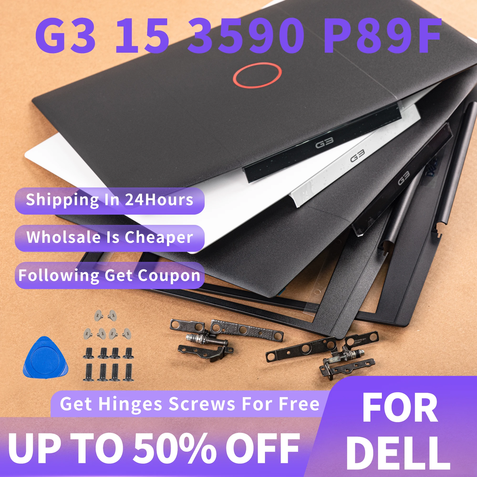 NEW Laptop Case For Dell G3 Gaming Series G3 15 3590 Of LCD Back Cover TOP Case/Front Bezel/Hinges 0747KP 07MD2F