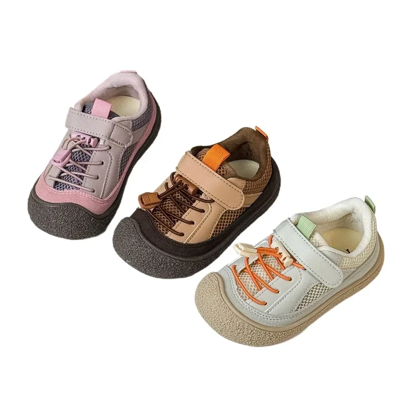 

Весенняя детская повседневная обувь с дышащей сеткой на мягкой подошве для мальчиков и девочек, детская уличная легкая походная обувь с запахом и носком для малышей