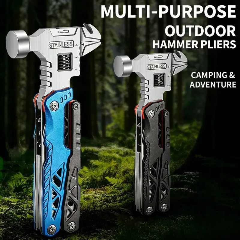 

Outdoor Camping Combination Tool Foldable Hammer & Pliers Multi-Use Wrench for Home & Field Emergency