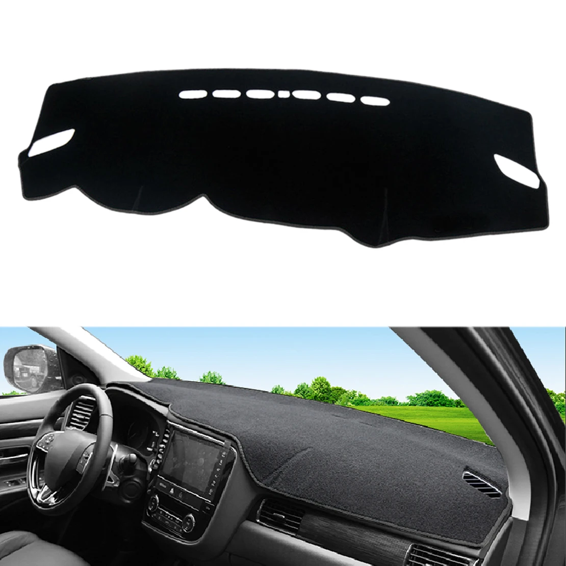 Автомобильный нескользящий чехол для приборной панели, защитная накладка из черного полиэстера с левым рулем, подходит для Mitsubishi Outlander 2013-2017 2018 2019 2020