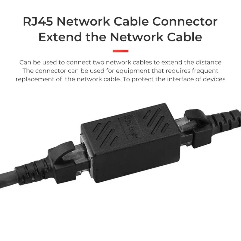 1/2/3/4/5/6Pcs RJ45 Network Female Adapter Black To Connector Coupler Extender RJ 45 Ethernet Cable Extension Converter