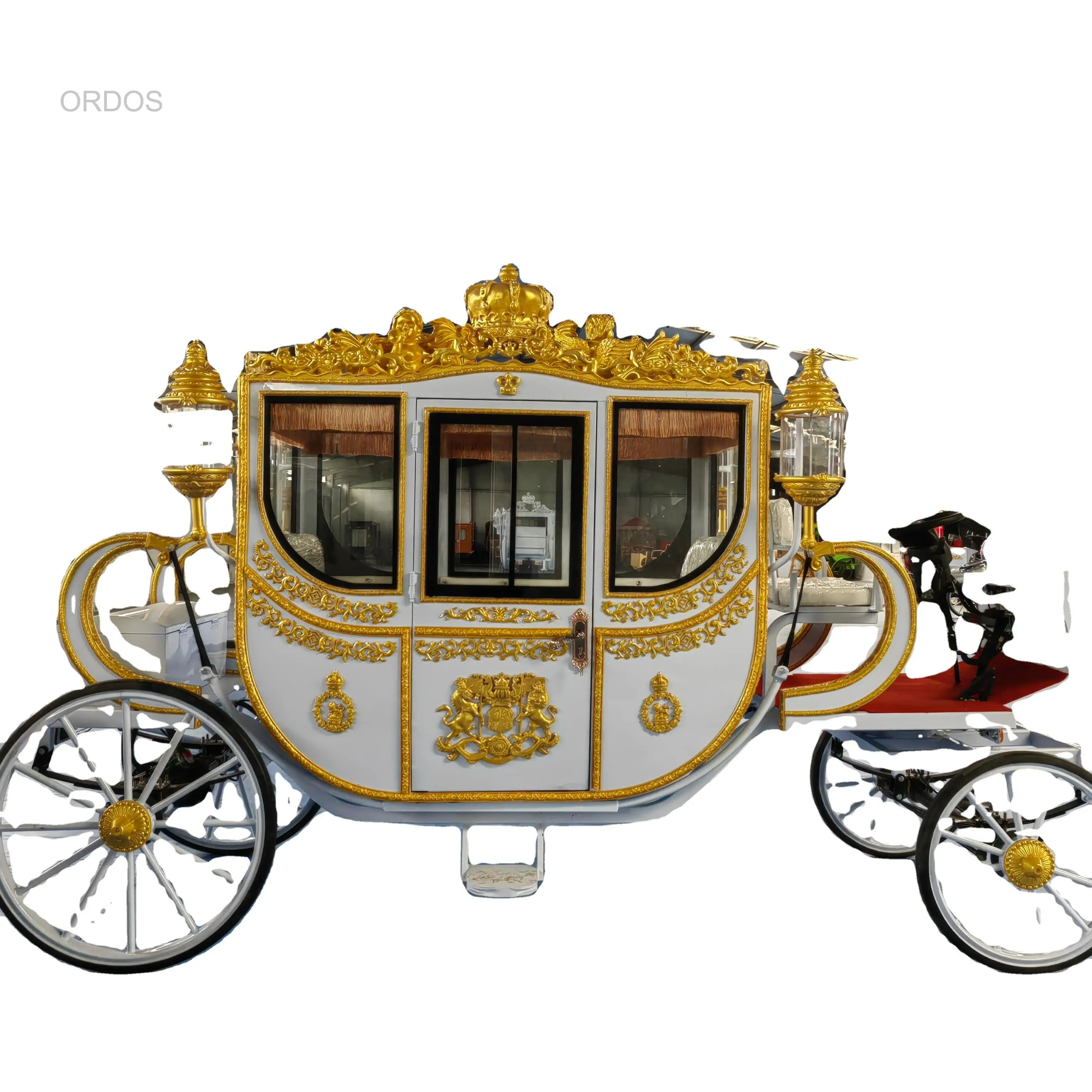 

2024 OEM Royal Carriage Factory Price Customized White Color Special Transportation Electric Horse carriage