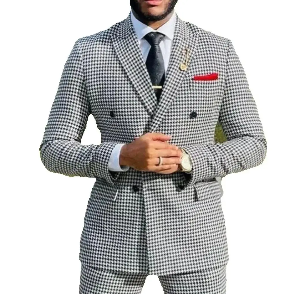 Traje Estilo Británico para Hombre, Conjunto de 2 Piezas, Chaqueta Cruzada y Pantalones, Traje Formal para Novio, Esmoquin Personalizado, Atuendo para Banquete