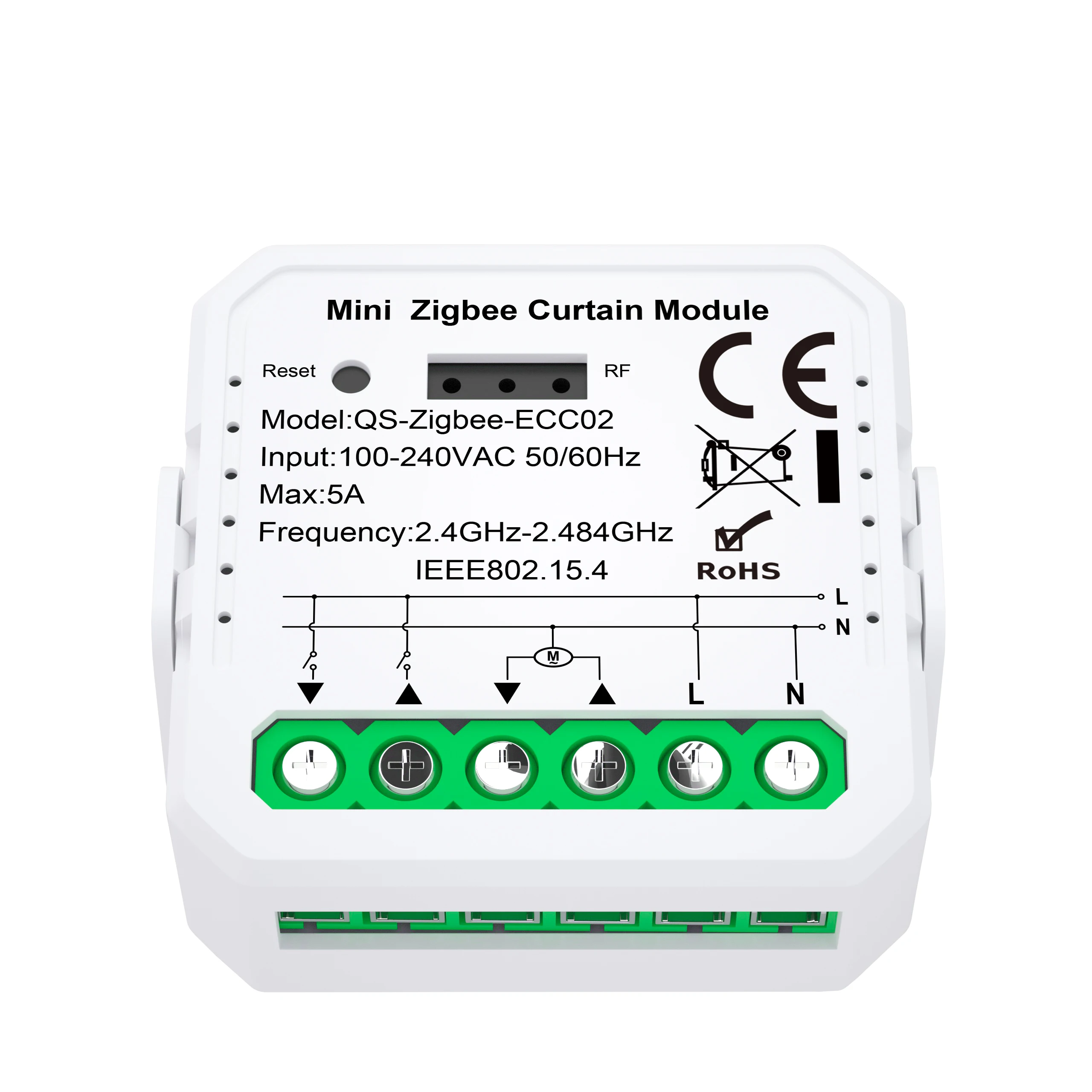 1CH Zigbee Smart Curtain Module AC100-240V Mini Hidden Curtain Motor Controller Switch Works with Alexa Google Home Yandex
