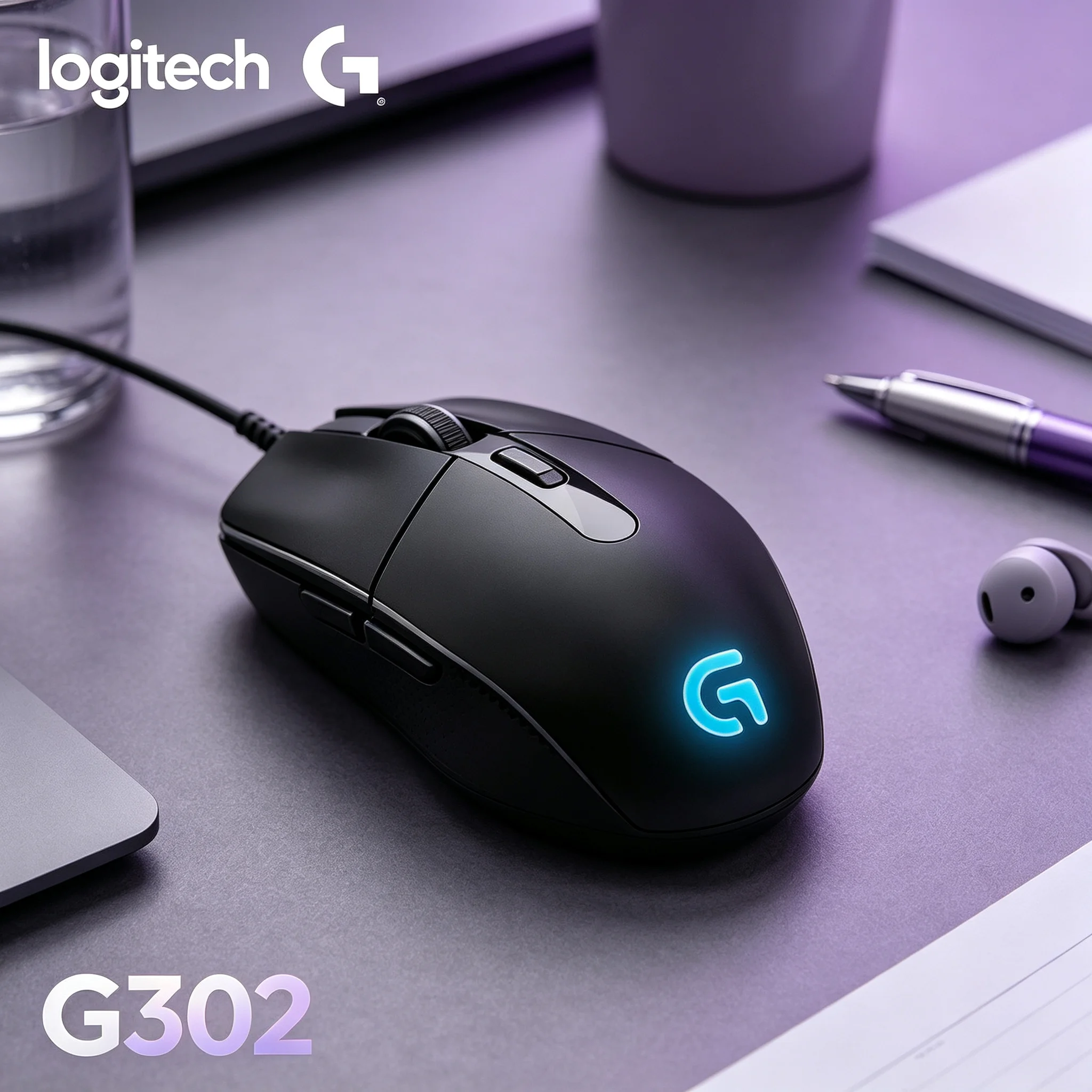 Logitech G302 Wired Gaming Mouse Precise Optical Sensor Gaming Mice for CS2 Valorant PUBG LOL MOBA FPS Game PC Laptop