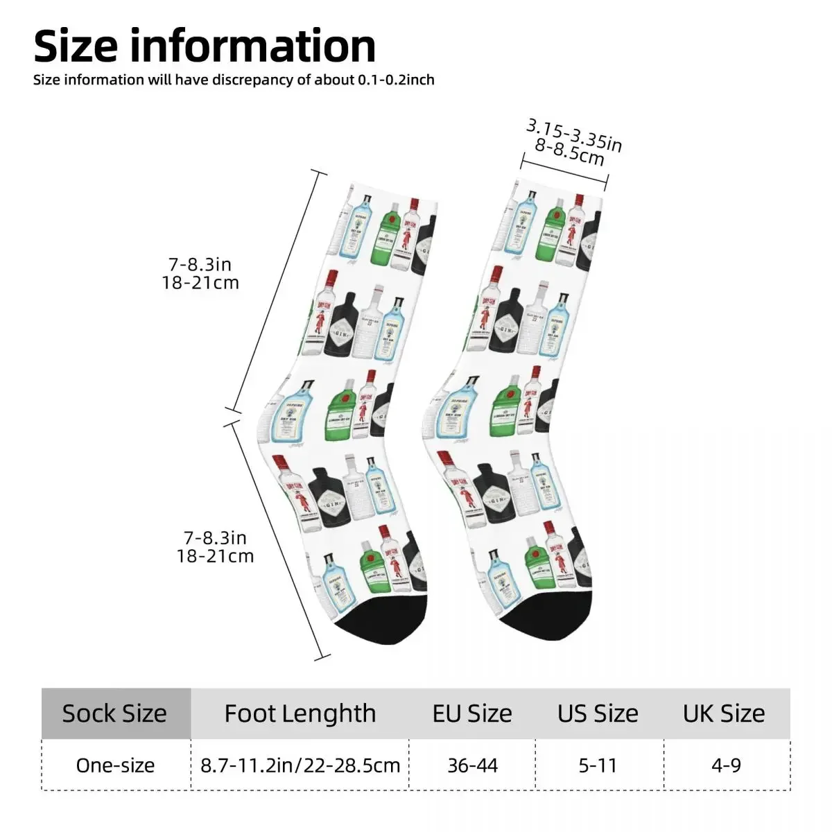 Gin Bottles Illustration Socks Harajuku Super Soft Stockings All Season Long Socks Accessories for Unisex Gifts