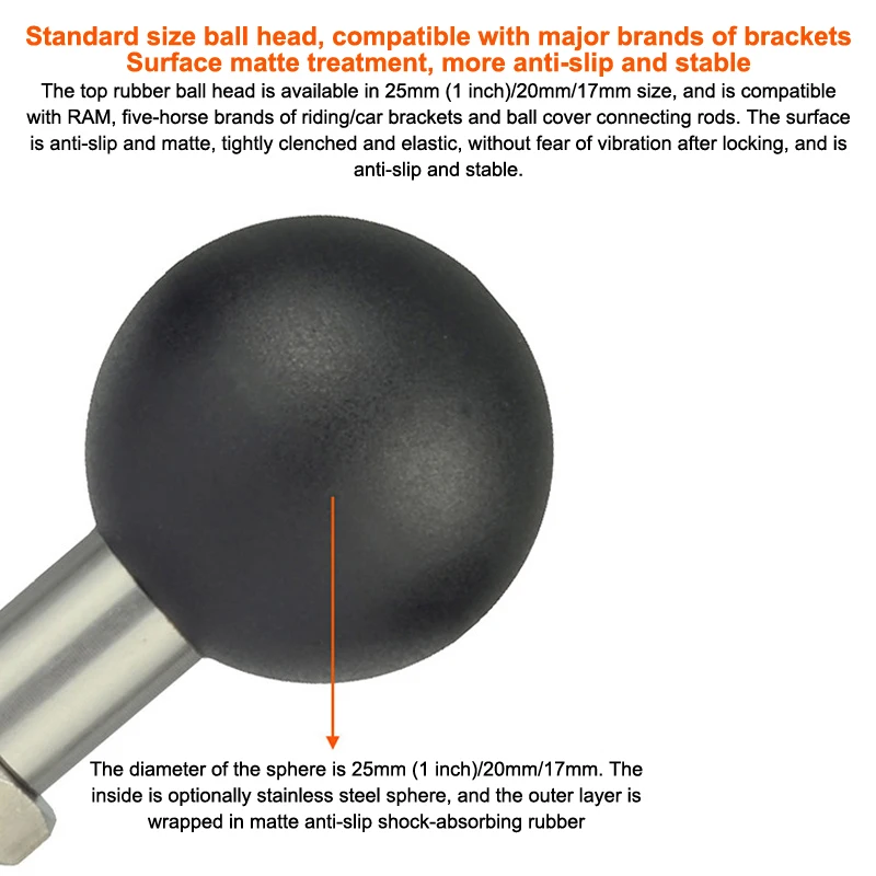 

1PC 1" to 25/17/20mm Composite Extension Ball Double Ball Mount Adapter for RAM Mounts Double Socket Arm Accessories