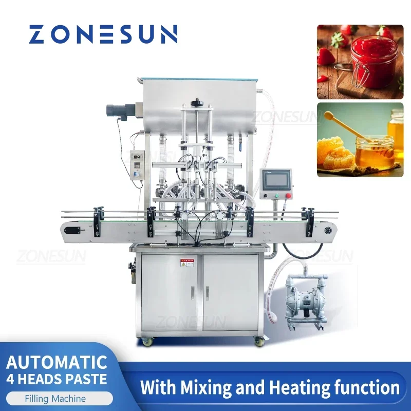 ZONESUN Máquina automática de llenado de calentamiento y mezcla de líquidos de pasta de chile y curry 5000 ml