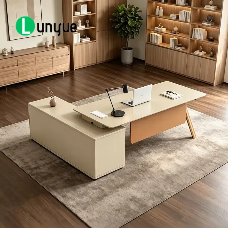 Modern Executive Desk Large Adjustable Ergonomic MDF Office Furniture with Drawers for Manager CEO Commercial Workspace