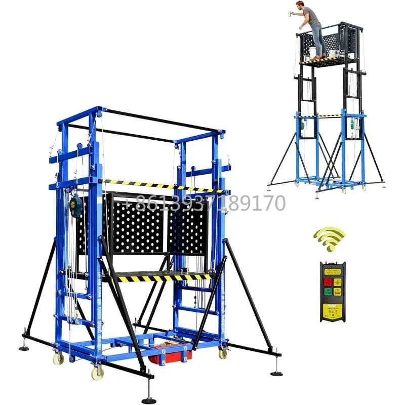 660LBS 13.2FT Electric Scaffolding Lift Platform Portable Electric Scaffold Suitable for Home Decoration Site Construction
