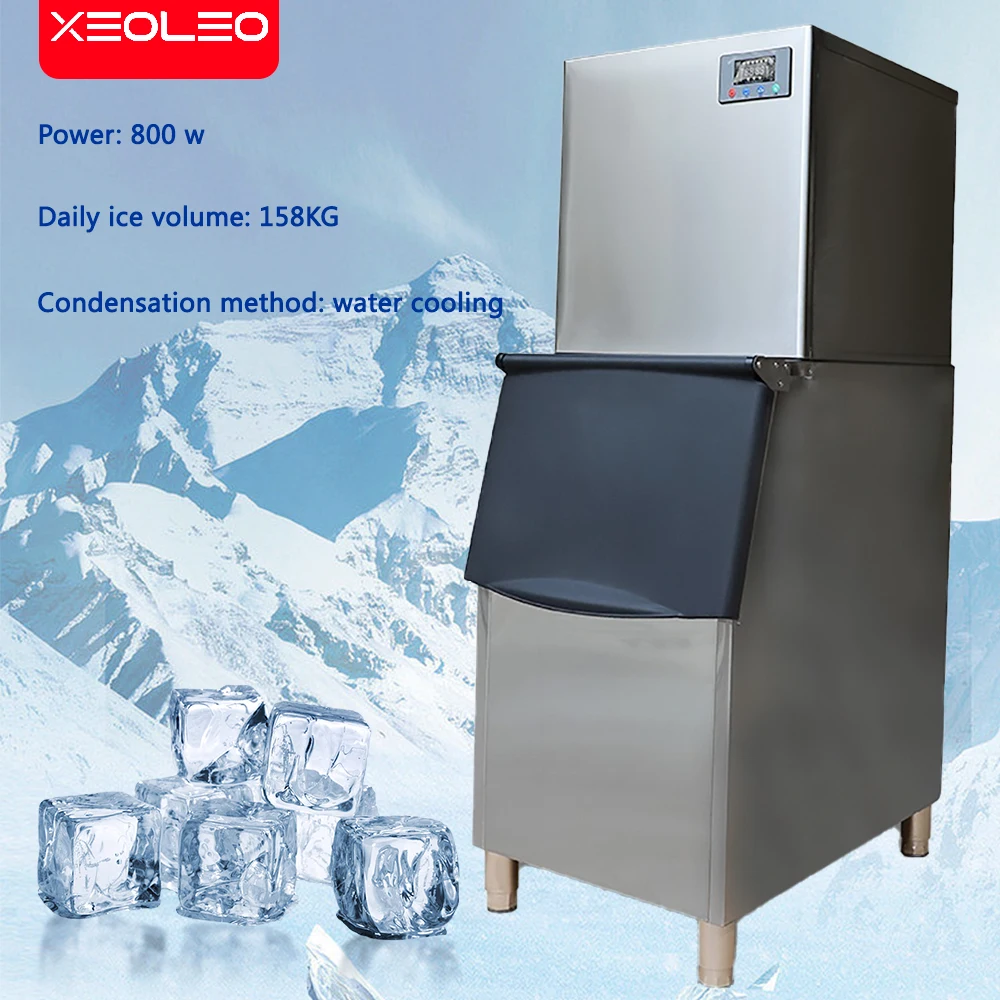 XEOLEO 330LB Commercial Ice Maker Cube Ice Machine Air-cool Square Ice Make Machine For Coffee/Milk Tea Shop 1200W 80kg Storage