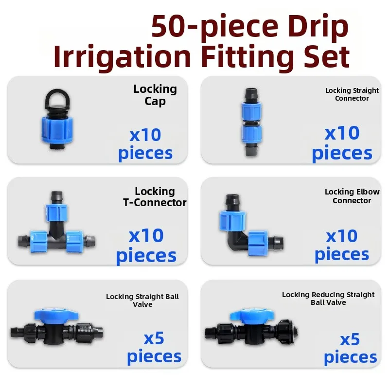 23/50pcs Drip Irrigation Connector Kit For 16mm Garden Hose, Easy Install Watering Fittings With Valves And Stopper